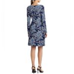 Lauren Ralph Lauren Floral Jersey Long Sleeve Dress Blue Size 8 Photo 4