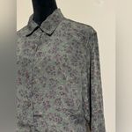 Sag Harbor EUC  Grey and Purple Button Down Floral Blouse size 8 Photo 2