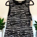 BB Dakota  NWT black & white sequin zebra stripe tank top peplum waist S Photo 3