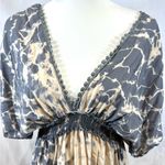 Blue Island steel blue and cream low vneck smocked dress size large Photo 1