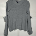 American Eagle  Women’s Xl Light Gray Knit Sweater Tie Sleeve Casual Top Photo 0