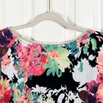 Pinkblush  Maternity Dress Women’s L Navy Neon Floral Print Fitted Short Sleeve Photo 3