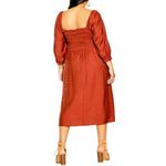 City Chic NWT  Smocked Puff Sleeve Fearless Midi Dress in Caramel Size XXS 12 Photo 1