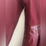 Shoshanna  Alexa Three Quarter Sleeve Faux Leather And Knit Combo Dress Photo 9