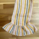 Blue Island  Beach Coverup Tropical Striped Mini Pullover Dress Tie Front Small Photo 7
