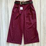 ZARA Pleated Belted Pants Burgundy Medium NWT Photo 5