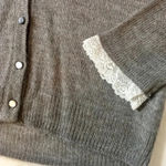 J.Crew  Mercantile Lace Sleeve Alpaca Cardigan Sweater Photo 3