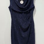 NEW Apricot Midi Dress Women 12 Navy Lace Sequin Stretch Lined Wedding Going Out Blue Photo 0