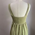 Mango  Gingham Check Midi Dress Size 6 Green Tan Square Neck Summer Cottagecore Photo 7