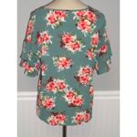 NEW "C" women's small green/floral ruffle sleeve short sleeve BOUTIQUE top Photo 3