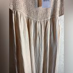 Forever 21  Cream Smocked Maxi Dress strapless side cutout summer stretch beach Photo 3