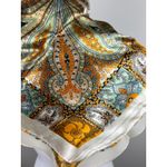 Ivory Gold Paisley Floral Satin Scarf Square Retro Boho Lightweight Wrap Yellow Photo 1