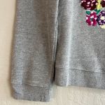 Top Shop Multicolor Embroidered Flowers Heather Grey Sweatshirt Cotton Blend, 4 Photo 4