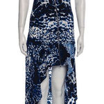 Intermix  Blue Silk Printed High-Low Maxi Dress Women’s Petite Sleeveless Evening Photo 0