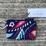 Vera Bradley  Lighten Up Zip ID Case Navy Blue Pink Travel Coin Pouch Keyring Photo 0