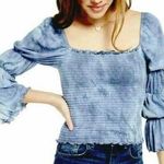 REWASH NWT,  Totally Tie Dye Smocked Ruffle-Trimmed Top Blue, Sz M Photo 0