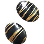 Vintage Black Gold Striped Oval Clip Photo 0