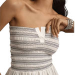 Anthropologie  Maeve Tube Top Smocked White Black Cropped Size XLarge Ruffled Hem Photo 0