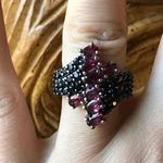 Natural Rhodolite Garnet Black Spinel Cocktail Ring Size 6 Photo 0