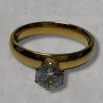 Amazon Gold Plated Stainless Steel Ring with Blue Cubic Zirconia Stone Photo 0