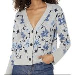 Club Monaco  Floral Jacquard Cardigan Grey Blue‎ Size M Photo 0