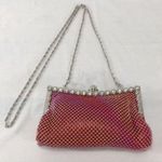 JNB Metal Mesh Evening Bag & Removable Chain, Red Photo 6