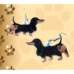 Dachshund Earrings New Dangle Hooks Double Sided Black Tan Weenie Dog Ge… Photo 1