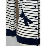 Talbots  Navy Blue And White Striped Fairycore‎ Dragonfly Crew Neck Cardigan XS Photo 4