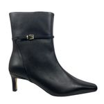 Ann Taylor Pointed Toe Buckle Leather Heel Ankle Boots Black Size 8.5M Photo 0