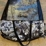 Ted Baker London Tote Shoulder Bag Silver Snakeskin & Black Leather Photo 9