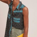 Anthropologie Akemi + Kin Ira Black Blue Geometric Sleeveless Blouse Medium Photo 0