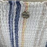 Rip Curl  Women’s Midi Dress Small White Blue Stripe Sleeveless Tiered Smocked Photo 5