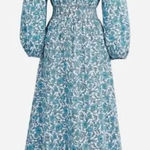 J.Crew  V-neck Midi Dress in Blue Blooms Block Print Size S BR442 Photo 0