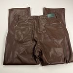Judy Blue  Vegan Faux Leather Tummy Control Top Straight Leg Brown Pants Size 18W Photo 10