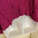 Juicy Couture Deep Red Cropped Vneck Sweater Metallic Collar Ragged Edges Large Photo 11