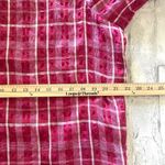 Madewell  Plaid Puff Short Sleeve Blouse Women s Boat Neck Casual Top Sz L Photo 5