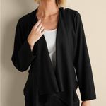 Soft Surroundings  Black Alicante Linen Blend Topper Open Front Blazer PS Photo 0