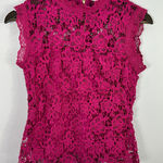 Nanette Lepore  Crochet Lace‎ Top Women Small Hot Pink Floral Boho Coquette Y2K Photo 0