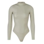 SKIMS Faux Leather Bodysuit Tan Snap Closure Long Sleeve Plus 2X Stretch NWT Photo 10