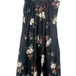 Vintage Adonna Floral Satin Midi Slip Dress Size Medium Lace Whimsigoth Black Photo 1
