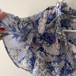 Joie flutter sleeve tie front blue floral short sleeve shirt S Photo 4