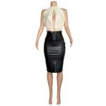 Norma Kamali  Faux Leather Straight Skirt, Black, XS Photo 8