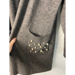 CeCe Women Charcoal Gray Long Sleeve Pearl Embellished Pocket Cardigan Sweater M Photo 2