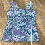 Vintage Y2K sleeveless tank top retro floral paisley print blue purple small Photo 6