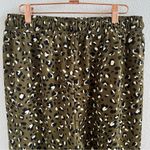 MELLODAY Leopard Green Black Cream Jogger Pants Elastic Waist XL Photo 5