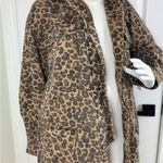 Free People  Womens Brown Leopard Denim Oversized Seize The Day Utility Jacket M Photo 6