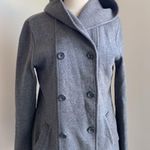 James Perse Hooded Coat Womens Sz 4 Grey Double Breasted Sweatcoat Photo 2