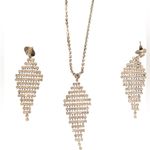 BOUTIQUE Rhinestone Raindrop Necklace and Earrings Silver Photo 0