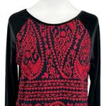 Sundance Enchantress Black Velvet Red Embroidered Lace Overlay Top Size M Photo 2