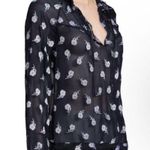 Rag and Bone  Bennett Sheer Floral navy red white Silk Blouse Top designer spring Photo 1